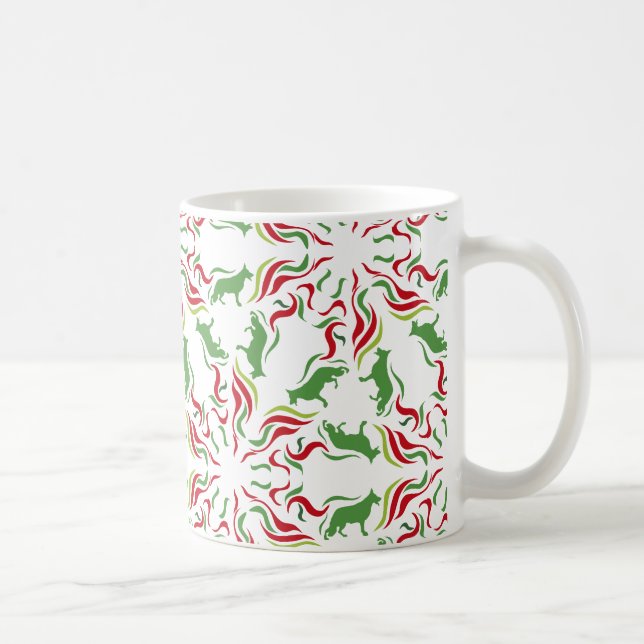 Caneca De Café Pastor Alemão vermelho verde (Direita)