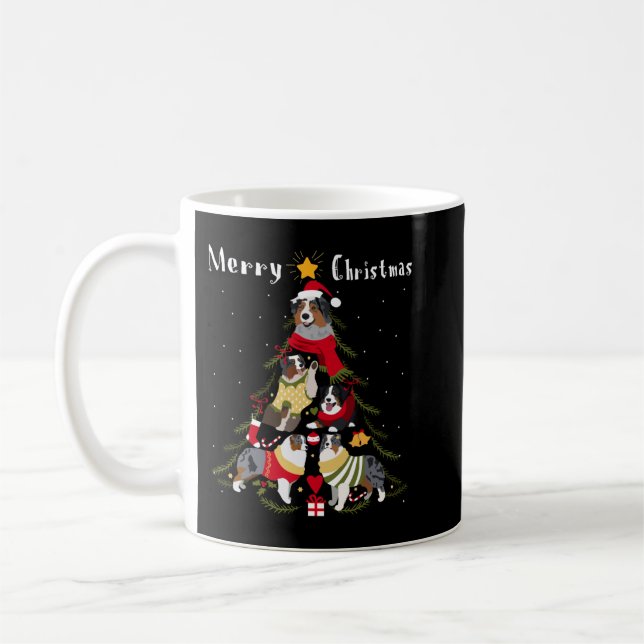Caneca De Café Pastor australiano Aussie Christmas Tree Xmas Dog (Esquerda)