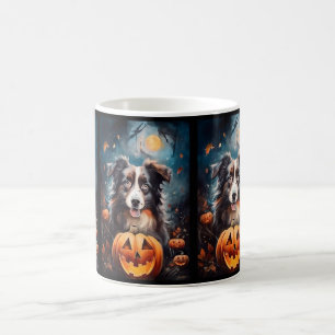 Caneca De Café Pastor Australiano Halloween Com Pumpkins Assustad