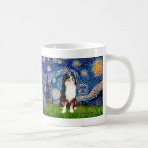 Caneca De Café Pastor australiano (Tri2) - Noite estelar
