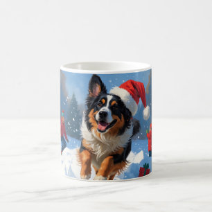 Caneca De Café Pastor Belga Cena de Natal Festivo na Neve