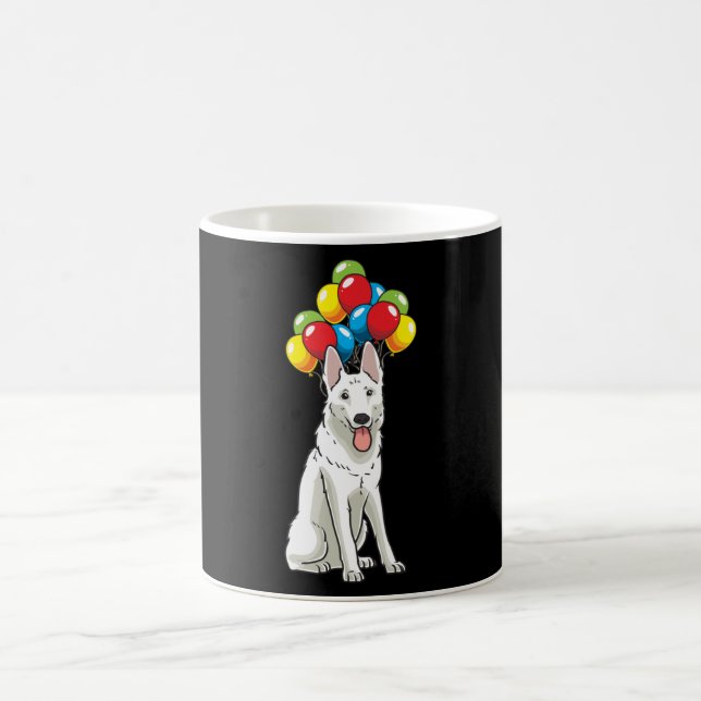 Caneca De Café Pastor branco suíço com presentes de ballons (Centro)
