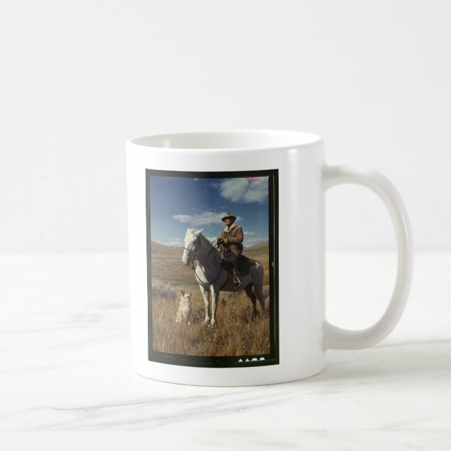 Caneca De Café Pastor com seu cavalo e cachorro na Gravelly Range (Direita)