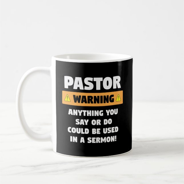 Caneca De Café Pastor Engraçado Advertindo Presente De Sermão Par (Esquerda)