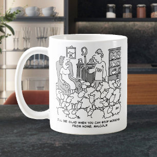 Caneca De Café Pastor trabalhando de casa com sua ovelha