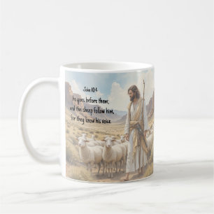 Caneca De Café Pastor vai adiante deles Escritura Bíblica