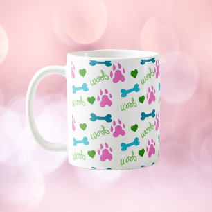 Caneca De Café Pata Cachorro Coração Óssea Pia Pia