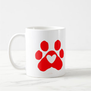 Caneca De Café Pata de cachorro coração vermelho adicionar nome t