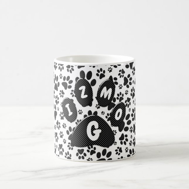 Caneca de Café Pata de Cachorro Preto e Branco com (Centro)