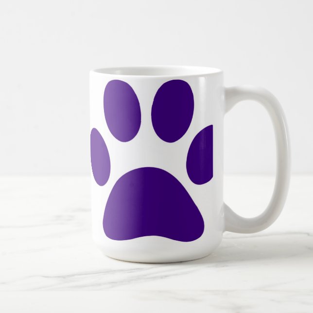Caneca De Café Pata de Cachorro Púrpura Imprime Mugs Personalizáv (Direita)