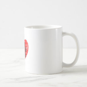 Caneca De Café Pata De Cães Desenhada No Coração Vermelho