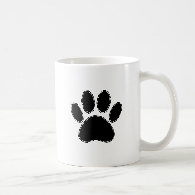 Caneca De Café Pata De Cães Desenhando Em Preto (Direita)