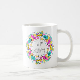 Caneca De Café Pata de Feriados do Círculo das Árvores Retro