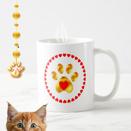 Caneca De Café Pata dourada elegante com corações
