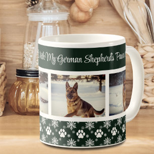 Caneca De Café Pata Imprimir Padrão Florestal Verde 4 Cachorro Fo