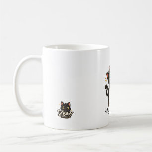 Caneca De Café Patas Mágicas - Gato Preto Ziggy Personalizado