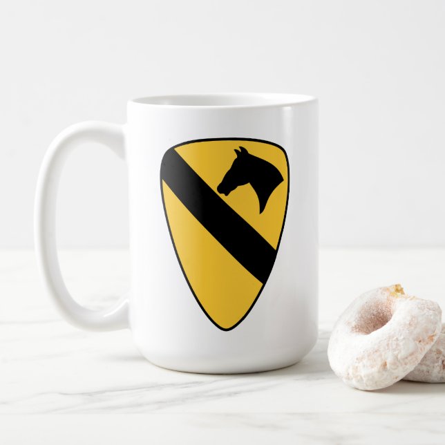 Caneca De Café Patch Patriótico da Divisão de Cavalaria de 1rua (Com Donut)