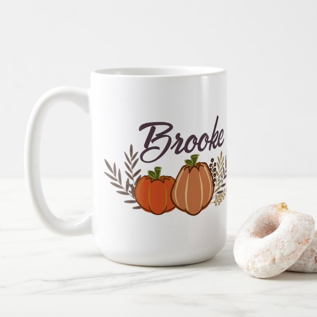 Caneca De Café Patch Personalizado de Pumpkin do Autumn Vibes (Com Donut)