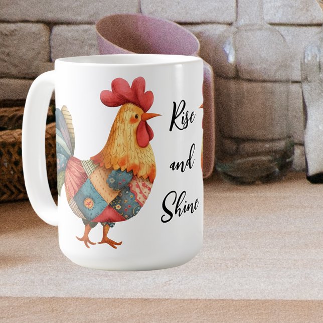 Caneca De Café Patch work Morning Rooster (Criador carregado)