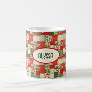 Caneca De Café Patches de Natal em Red and Green Mug