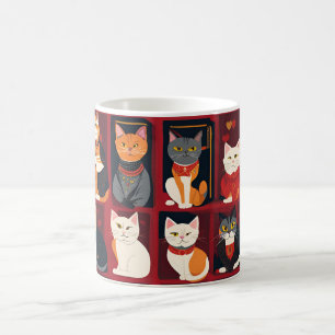 Caneca De Café patchwork cats AI art café caneca