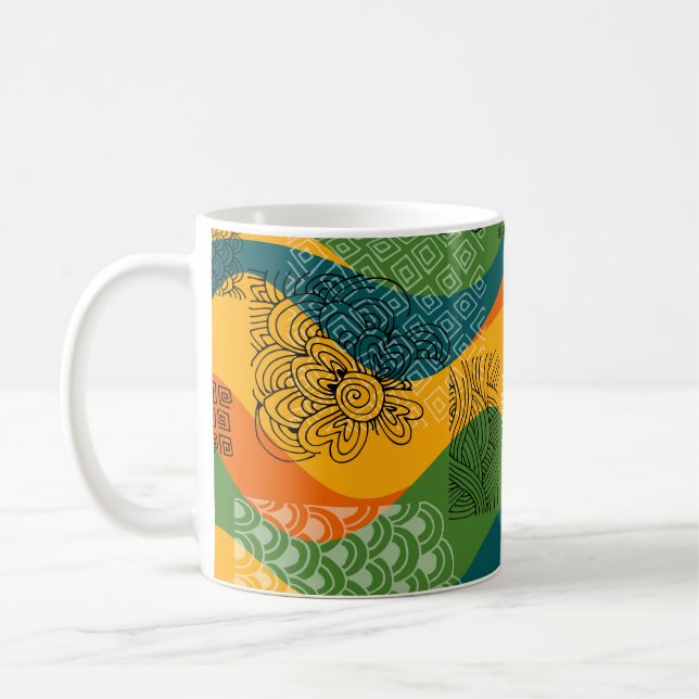 Caneca De Café Patchwork da moda: Arte Abstrato não dulante (Esquerda)