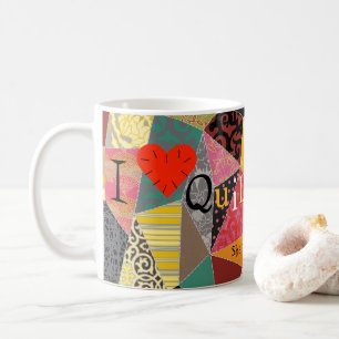 Caneca De Café Patchwork de Quilt Louco Que Eu Adoro Filmando Mon
