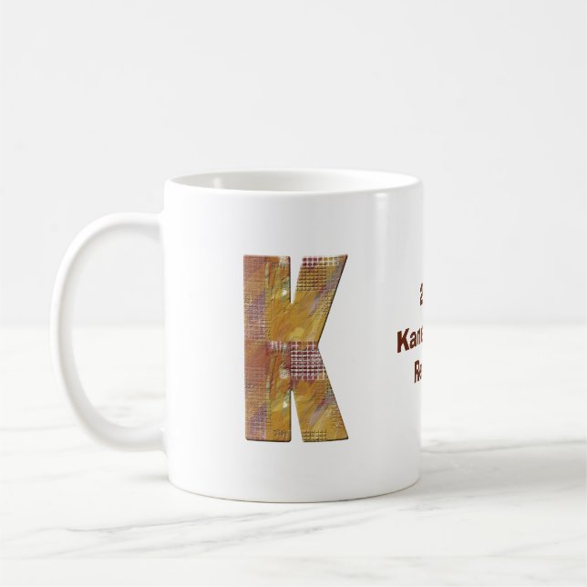 Caneca De Café Patchwork de Reunião da Família Quilt K Monograma (Esquerda)
