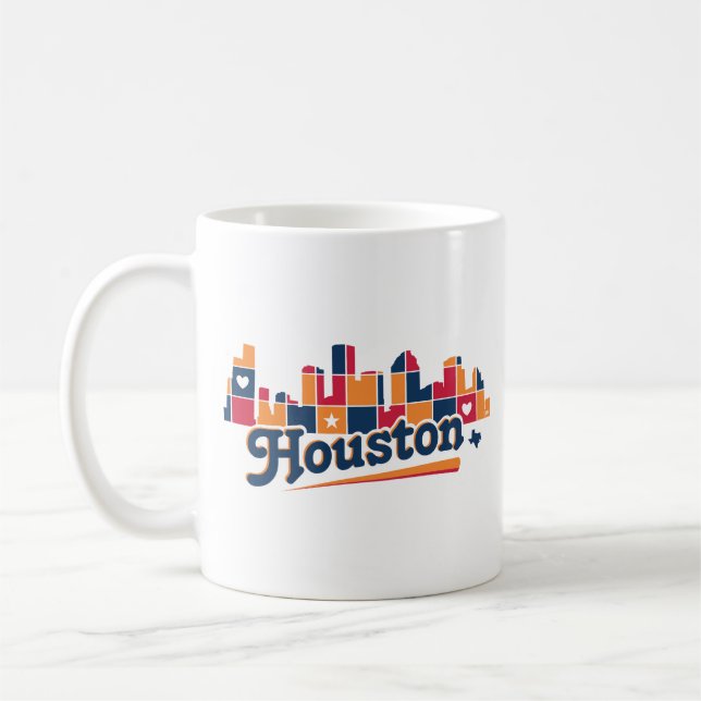 Caneca De Café Patchwork do Skyline Houston (Esquerda)