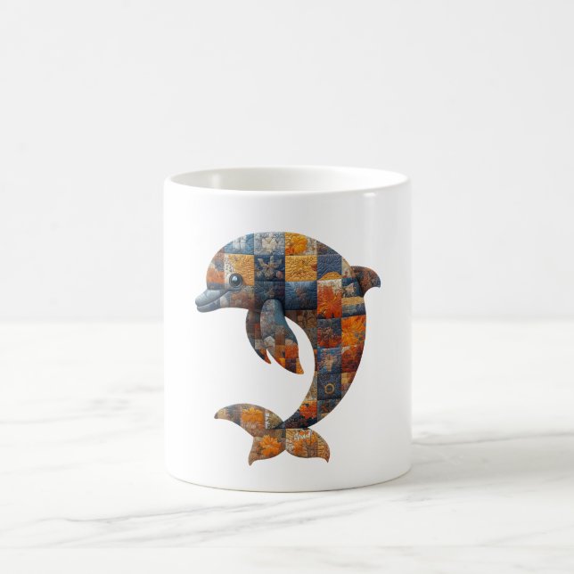 Caneca De Café Patchwork Dolphin Mug (Centro)