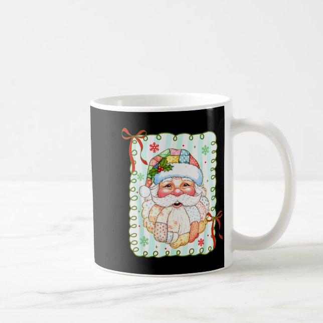 Caneca De Café Patchwork Santa Claus Face Coquette Merry Christma (Direita)