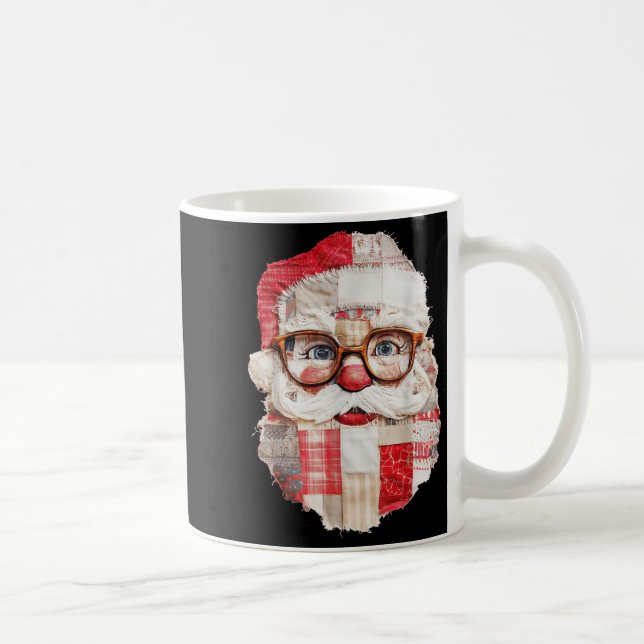 Caneca De Café Patchwork Santa Claus Face Preppy Girly Christmas  (Direita)
