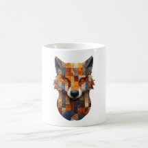 Patchwork Wolf Mug