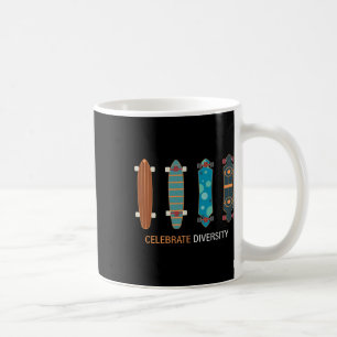Caneca De Café Patinação Diversa Engraçada Celebrar Diversidade V
