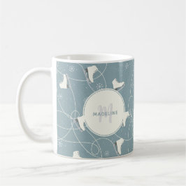 Caneca De Café Patinação no Gelo e Flocos de Neve Personalizados