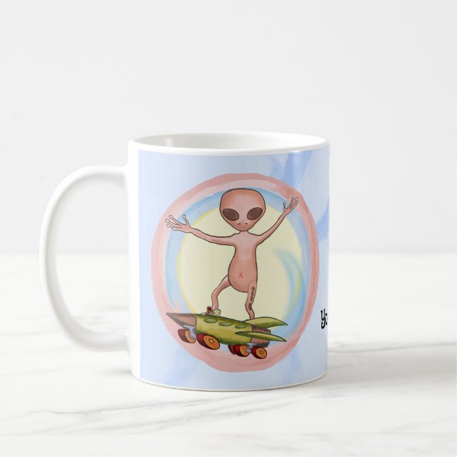 Caneca De Café Patinador Alien (Esquerda)