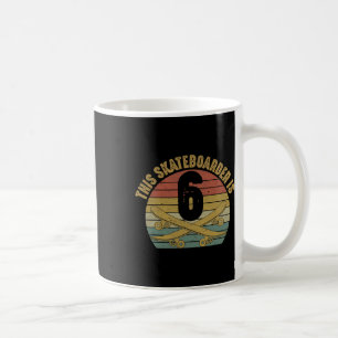Caneca De Café Patinador de 6 anos de skate patinando no 6º anive