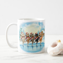 Caneca De Café Patinadores de Gatos de Natal, Porta-copos de Vidr