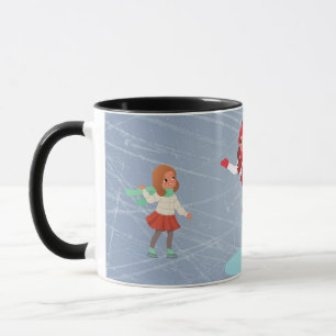 caneca de café patinadores no gelo