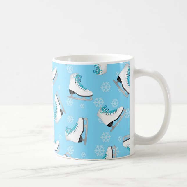 Caneca De Café Patinagem artística - skates de gelo azuis com (Direita)