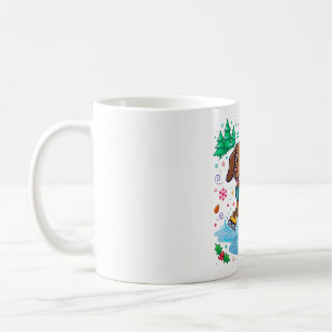 Caneca De Café Patinando Dachshund de Inverno Arte de Cachorro