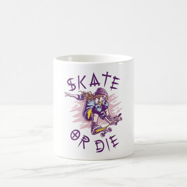 Caneca De Café Patinar ou morrer Skateboarder rapariga (Centro)