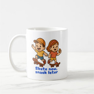 Caneca De Café Patine Agora, Lanchar Depois – Design Divertido pa