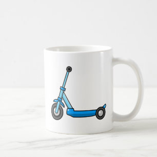 Caneca De Café Patinete azul do pontapé/impulso dos desenhos