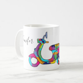 Caneca De Café Patinete do motor arco-íris mopado personalizado