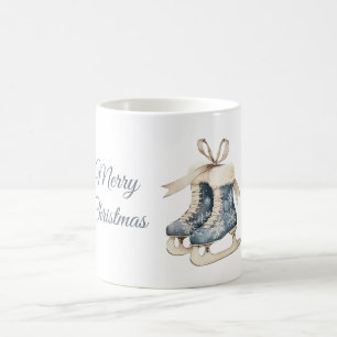 Caneca De Café Patins de Gelo Flocos de Neve Azuis