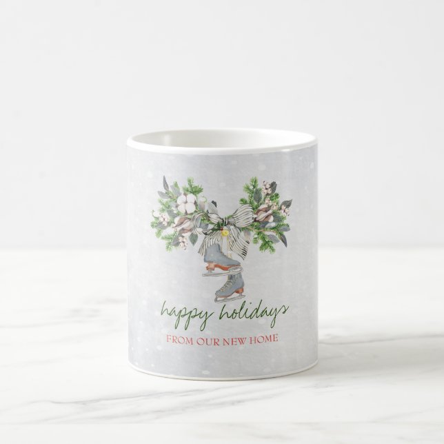 Caneca De Café Patins de gelo, Galho Neve Feriado (Centro)
