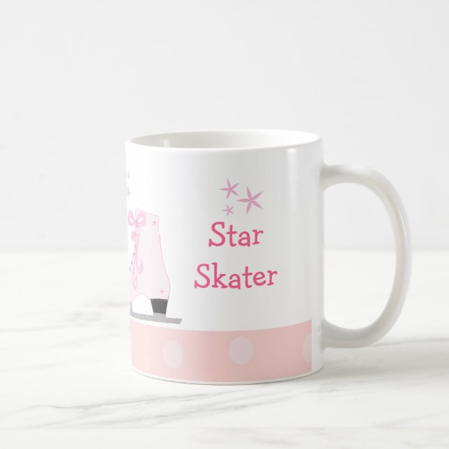 Caneca De Café Patins de Gelo Rosa - Patinadora Estrela (Direita)