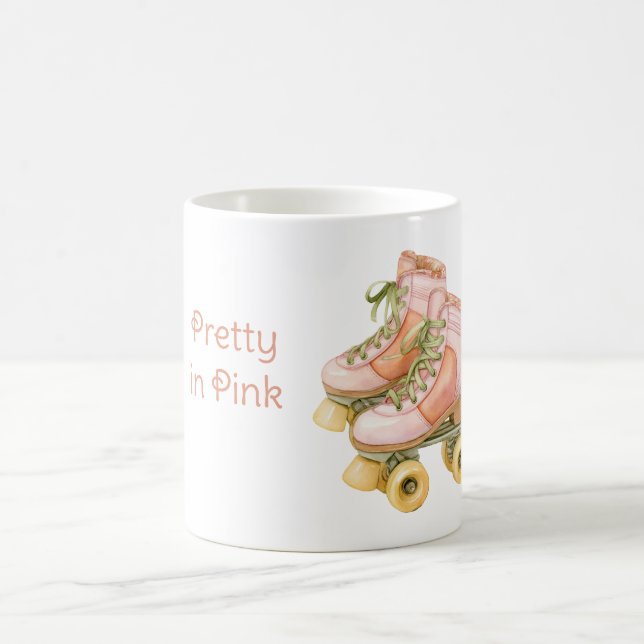 Caneca De Café Patins de Rolamento com Laços Rosa Bege Verde (Centro)