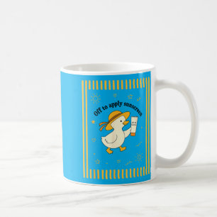 Caneca De Café Pato Aplicando Protetor Solar Férias de Verão na P
